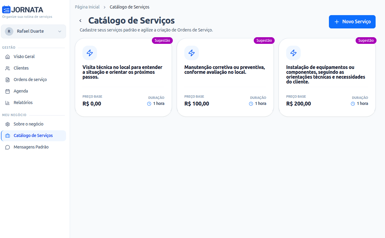 Catálogo de serviços