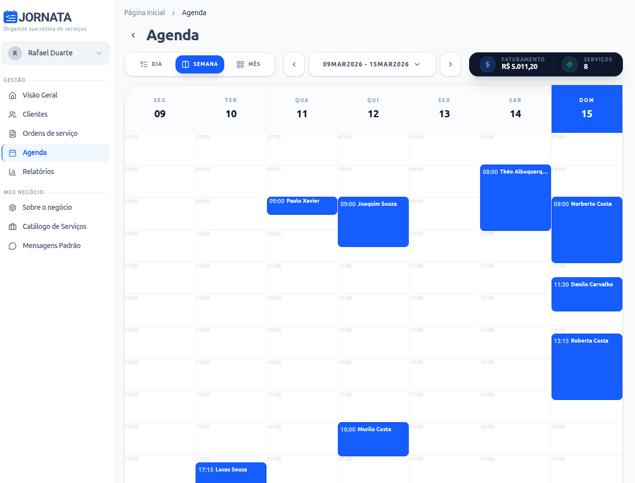 Calendário de agenda